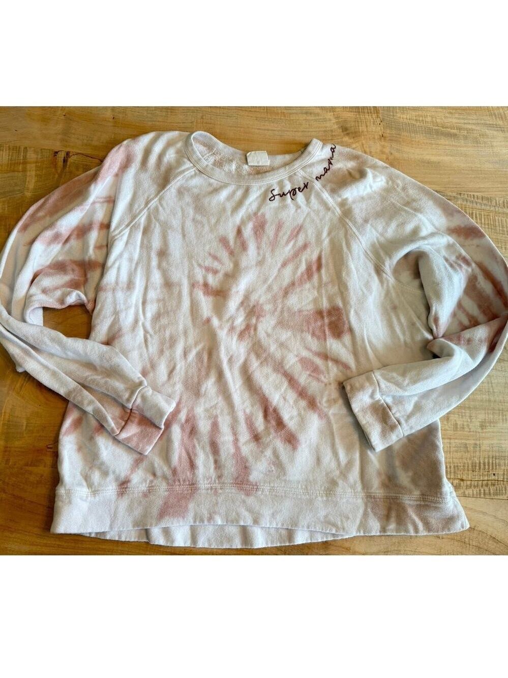 By Together Collection "Super Mama" Embroidered Tie-Dye Crewneck Sweatshirt